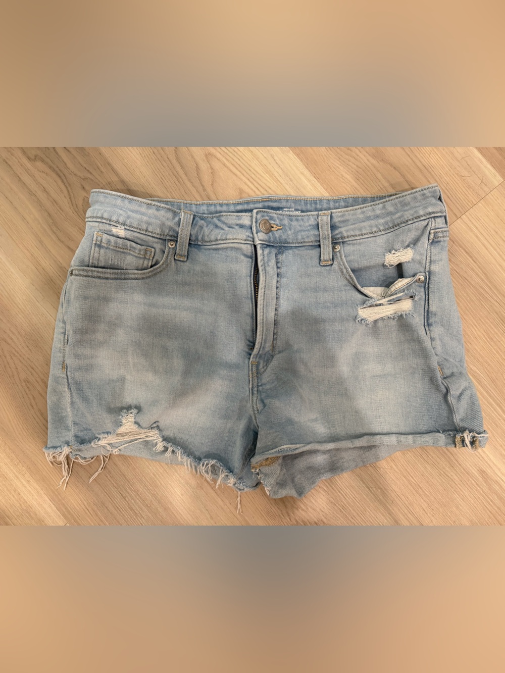 Old Navy Light Blue High-Rise Straight Jean Shorts